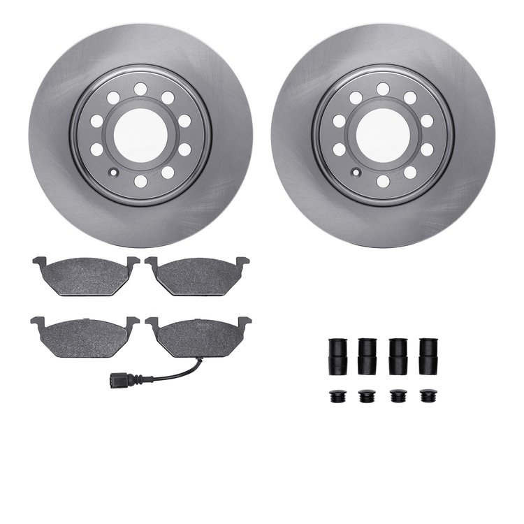 6512-74368 Brake Rotors w/5000 Advanced Brake Pads Kit with Hardware, 2011-2015 Audi/Volkswagen, Position: Front