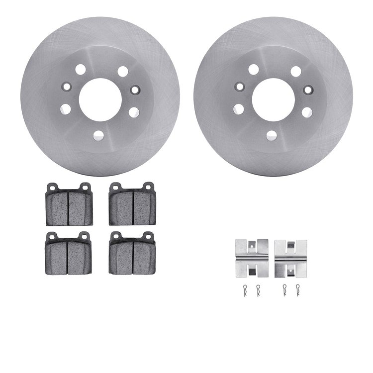 6512-74393 Brake Rotors w/5000 Advanced Brake Pads Kit with Hardware, 1973-1978 Audi/Volkswagen, Position: Front