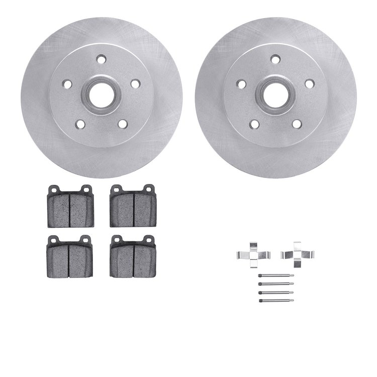 6512-74400 Brake Rotors w/5000 Advanced Brake Pads Kit with Hardware, 1979-1985 Audi/Volkswagen, Position: Front
