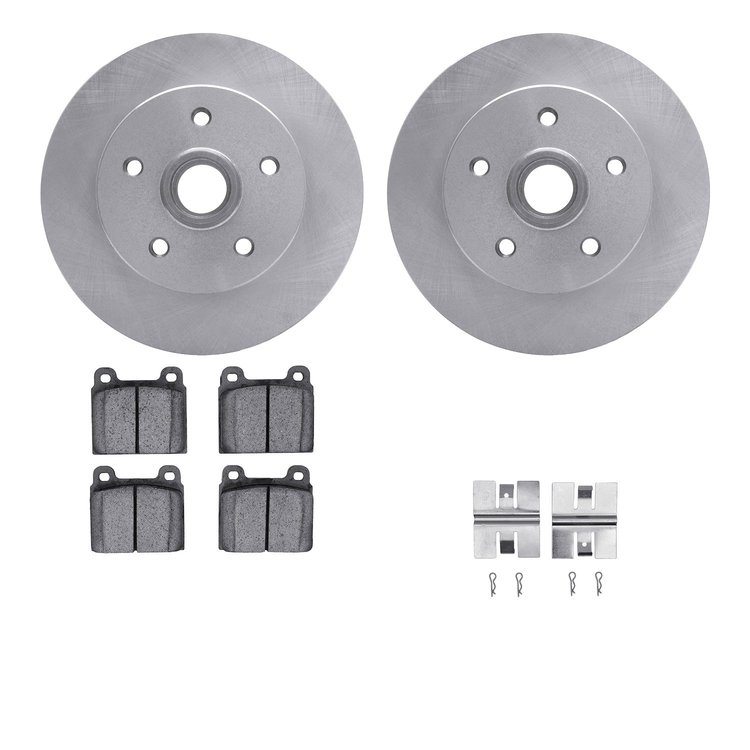 6512-74401 Brake Rotors w/5000 Advanced Brake Pads Kit with Hardware, 1979-1985 Audi/Volkswagen, Position: Front