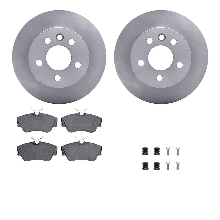 6512-74406 Brake Rotors w/5000 Advanced Brake Pads Kit with Hardware, 1992-1995 Audi/Volkswagen, Position: Front
