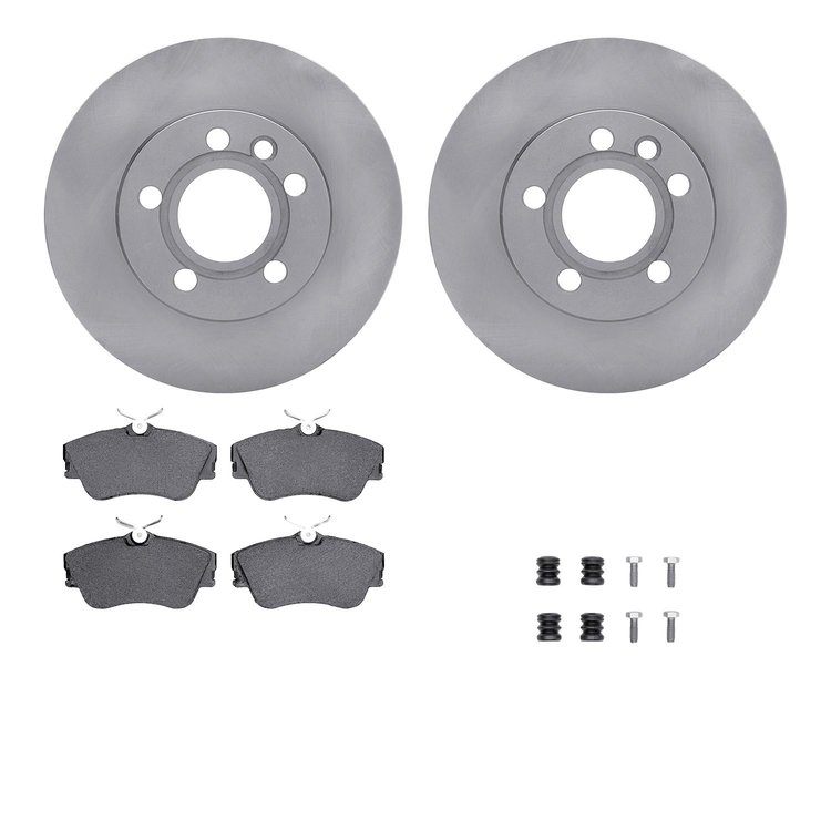 6512-74409 Brake Rotors w/5000 Advanced Brake Pads Kit with Hardware, 1996-1999 Audi/Volkswagen, Position: Front