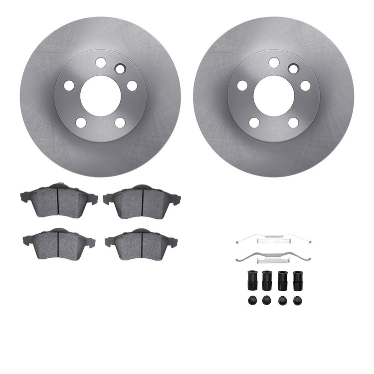 6512-74415 Brake Rotors w/5000 Advanced Brake Pads Kit with Hardware, 1996-1996 Audi/Volkswagen, Position: Front