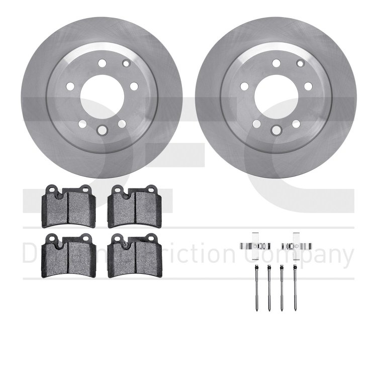 6512-74429 Brake Rotors w/5000 Advanced Brake Pads Kit with Hardware, 2008-2009 Audi/Volkswagen, Position: Rear