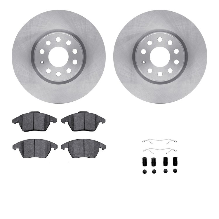 6512-74454 Brake Rotors w/5000 Advanced Brake Pads Kit with Hardware, 2005-2018 Audi/Volkswagen, Position: Front