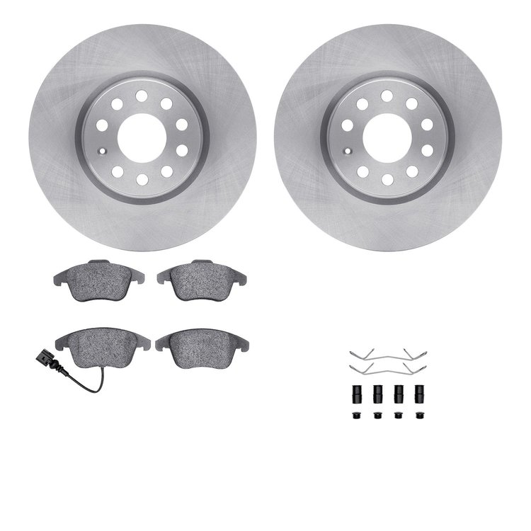 6512-74456 Brake Rotors w/5000 Advanced Brake Pads Kit with Hardware, 2012-2020 Audi/Volkswagen, Position: Front