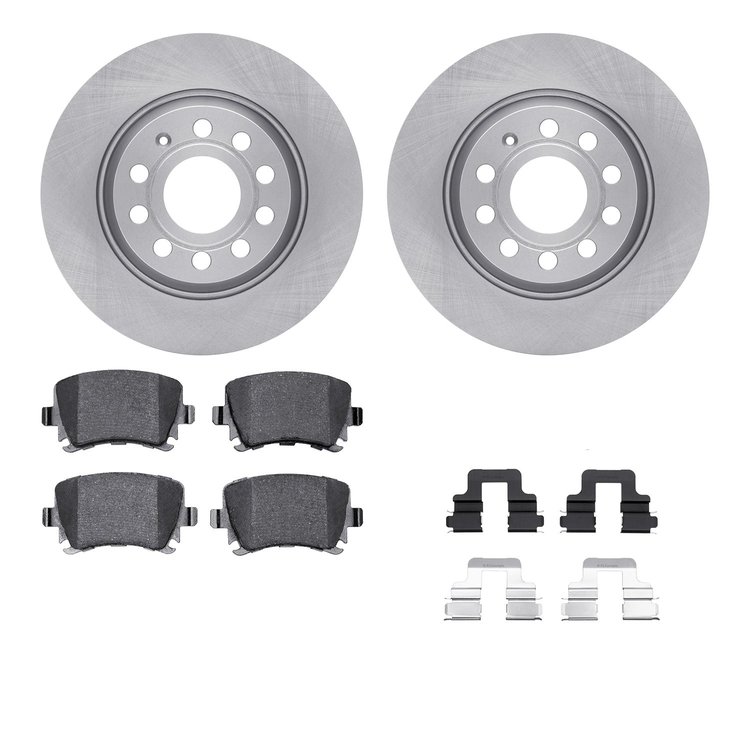 6512-74471 Brake Rotors w/5000 Advanced Brake Pads Kit with Hardware, 2005-2018 Audi/Volkswagen, Position: Rear