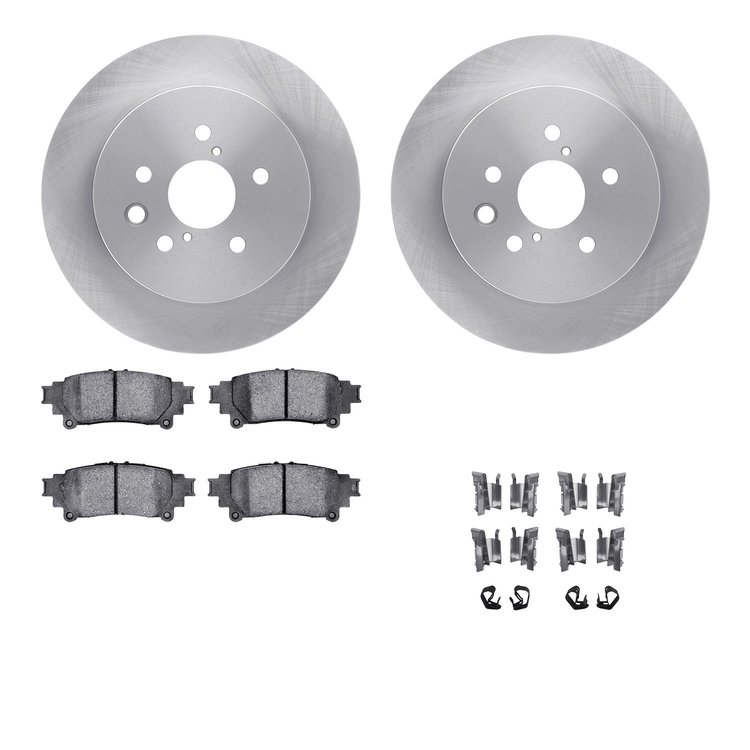 6512-75084 Brake Rotors w/5000 Advanced Brake Pads Kit with Hardware, 2014-2015 Lexus/Toyota/Scion, Position: Rear