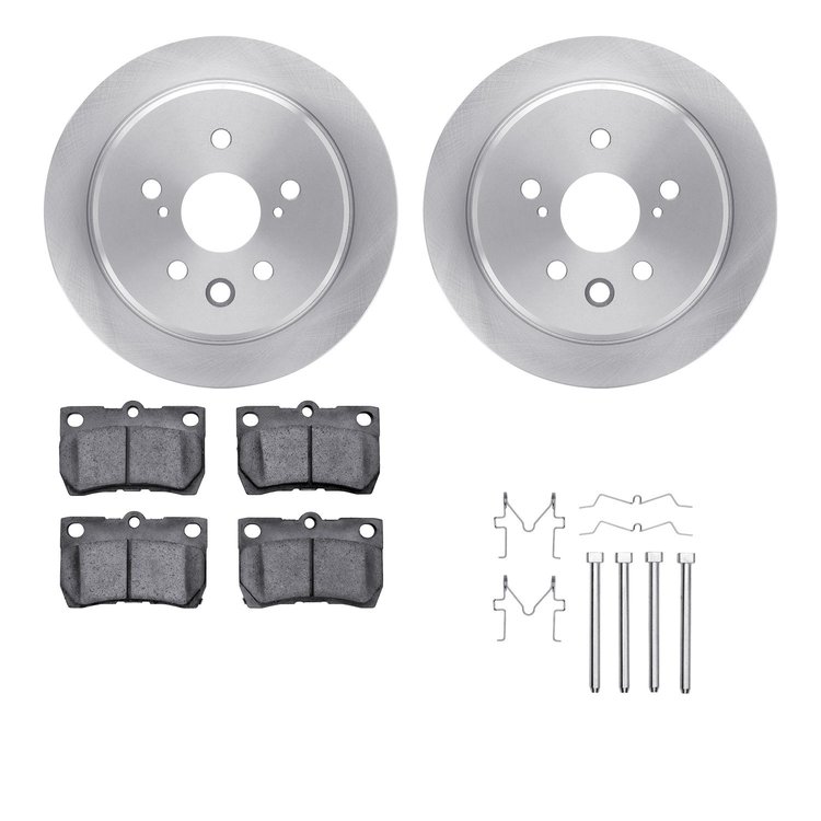6512-75089 Brake Rotors w/5000 Advanced Brake Pads Kit with Hardware, 2006-2013 Lexus/Toyota/Scion, Position: Rear