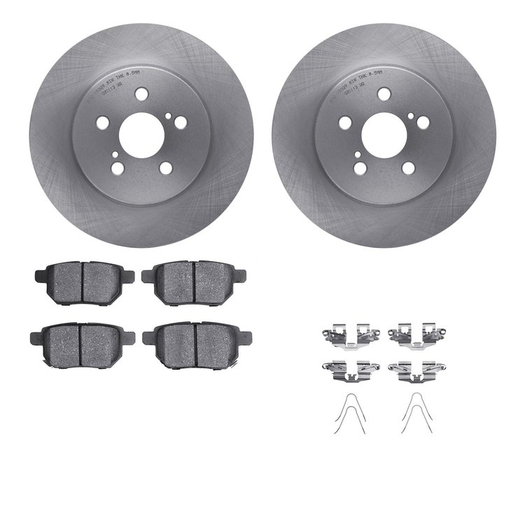 6512-75127 Brake Rotors w/5000 Advanced Brake Pads Kit with Hardware, 2011-2017 Lexus/Toyota/Scion, Position: Rear