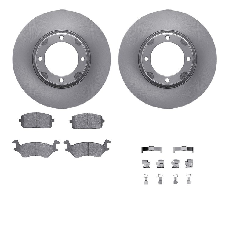 6512-76105 Brake Rotors w/5000 Advanced Brake Pads Kit with Hardware, 1980-1982 Lexus/Toyota/Scion, Position: Front