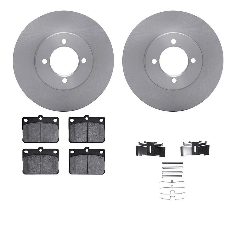 6512-76126 Brake Rotors w/5000 Advanced Brake Pads Kit with Hardware, 1980-1980 Lexus/Toyota/Scion, Position: Front
