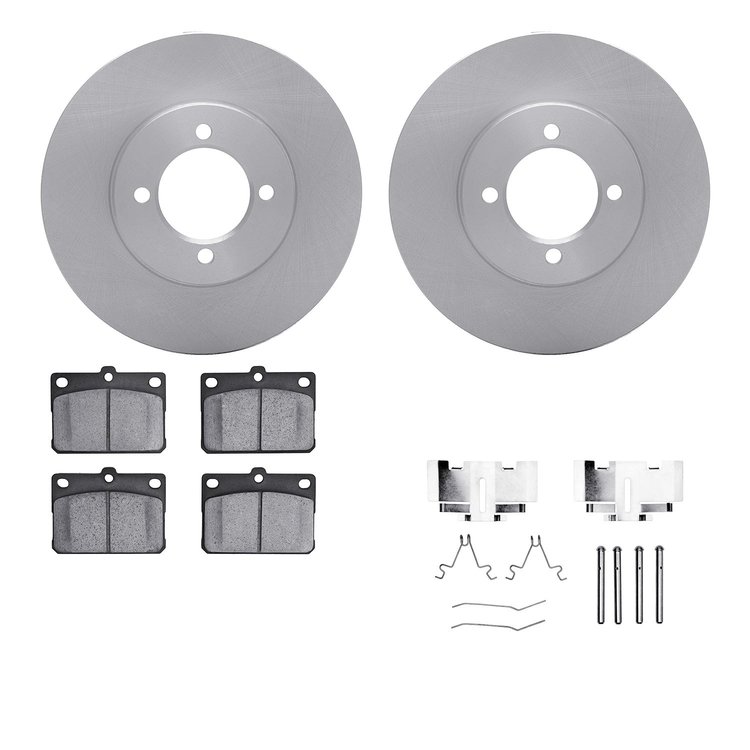 6512-76127 Brake Rotors w/5000 Advanced Brake Pads Kit with Hardware, 1981-1983 Lexus/Toyota/Scion, Position: Front