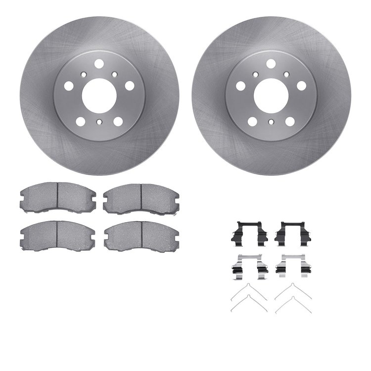 6512-76134 Brake Rotors w/5000 Advanced Brake Pads Kit with Hardware, 1988-1989 Lexus/Toyota/Scion, Position: Front