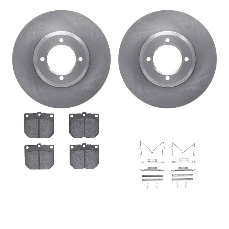 6512-76147 Brake Rotors w/5000 Advanced Brake Pads Kit with Hardware, 1972-1982 Lexus/Toyota/Scion, Position: Front