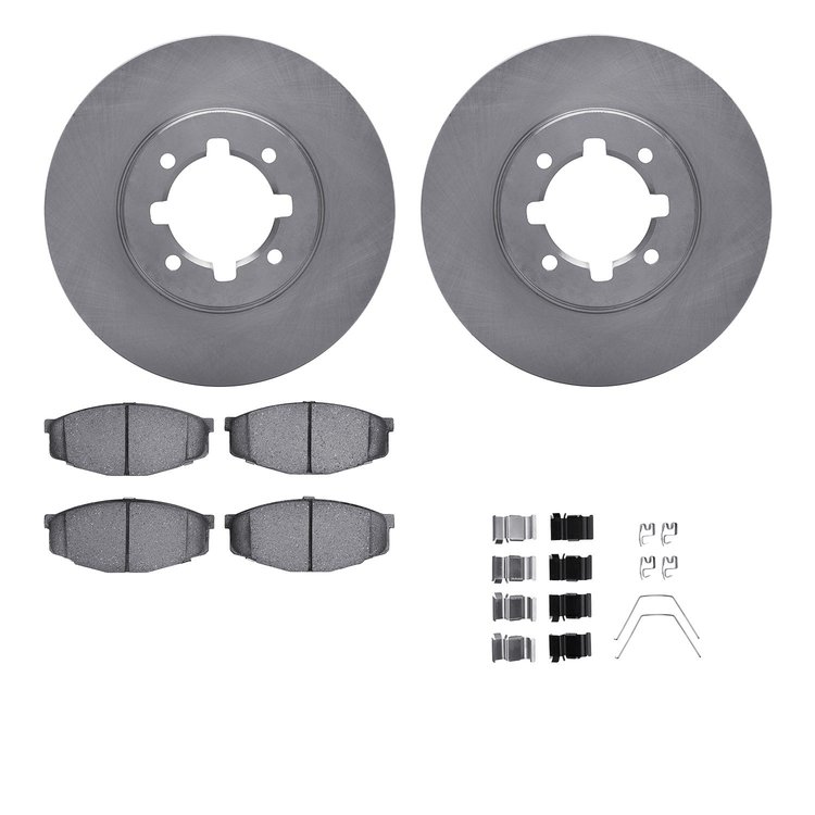 6512-76191 Brake Rotors w/5000 Advanced Brake Pads Kit with Hardware, 1983-1984 Lexus/Toyota/Scion, Position: Front