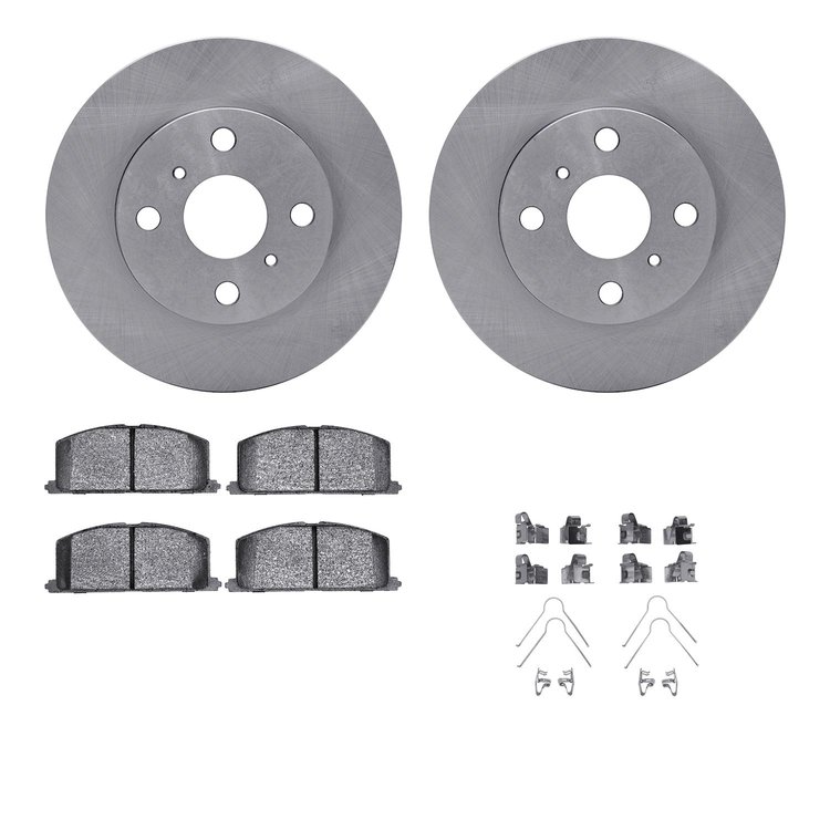 6512-76197 Brake Rotors w/5000 Advanced Brake Pads Kit with Hardware, 1985-1988 Multiple Makes/Models, Position: Front