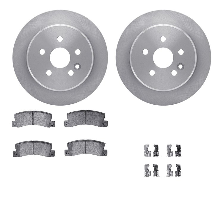 6512-76234 Brake Rotors w/5000 Advanced Brake Pads Kit with Hardware, 1987-1991 Lexus/Toyota/Scion, Position: Rear