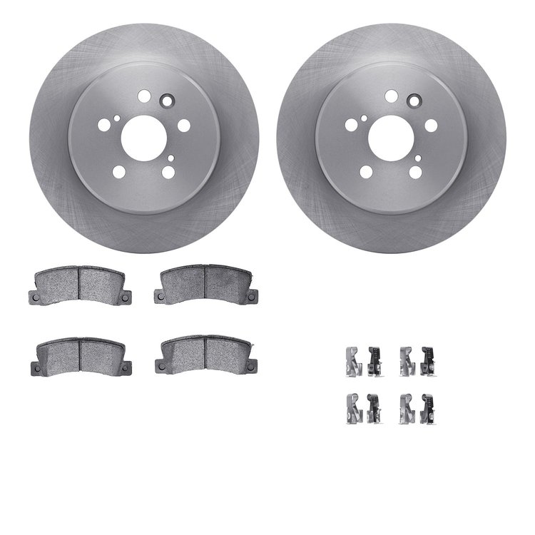 6512-76287 Brake Rotors w/5000 Advanced Brake Pads Kit with Hardware, 1990-1993 Lexus/Toyota/Scion, Position: Rear