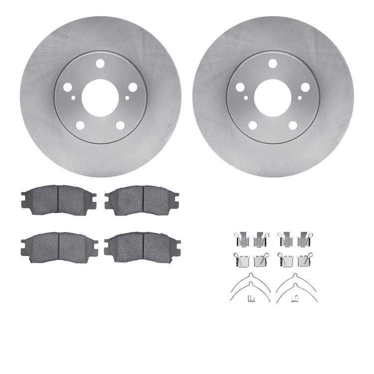 6512-76308 Brake Rotors w/5000 Advanced Brake Pads Kit with Hardware, 1992-1996 Lexus/Toyota/Scion, Position: Front