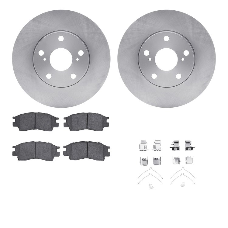 6512-76309 Brake Rotors w/5000 Advanced Brake Pads Kit with Hardware, 1995-2003 Lexus/Toyota/Scion, Position: Front