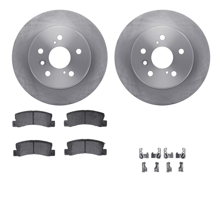 6512-76321 Brake Rotors w/5000 Advanced Brake Pads Kit with Hardware, 1992-2003 Lexus/Toyota/Scion, Position: Rear