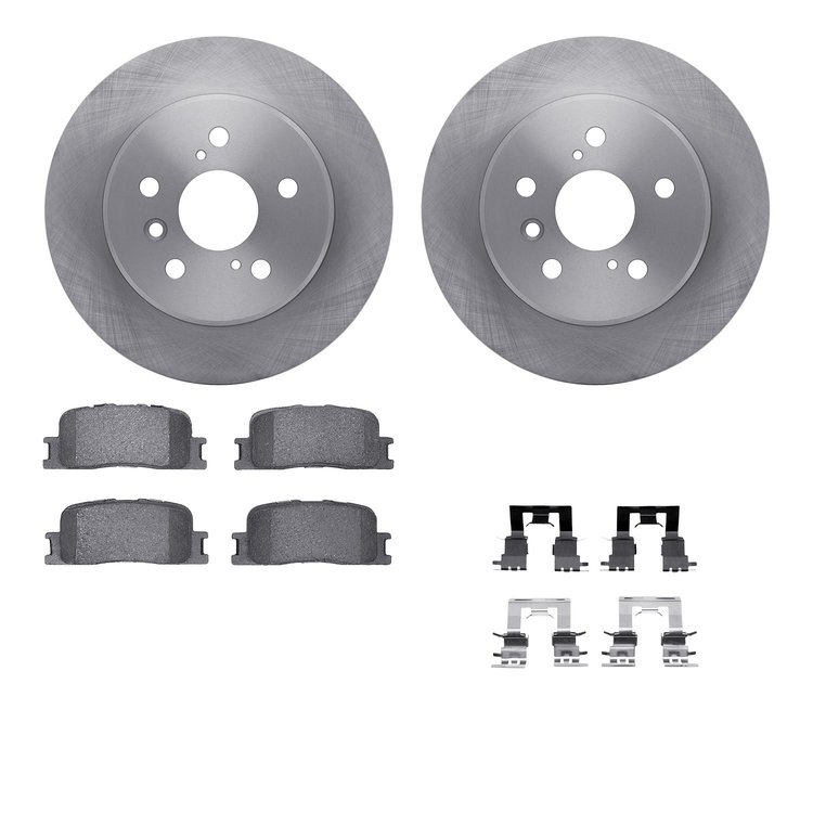 6512-76322 Brake Rotors w/5000 Advanced Brake Pads Kit with Hardware, 2001-2003 Lexus/Toyota/Scion, Position: Rear