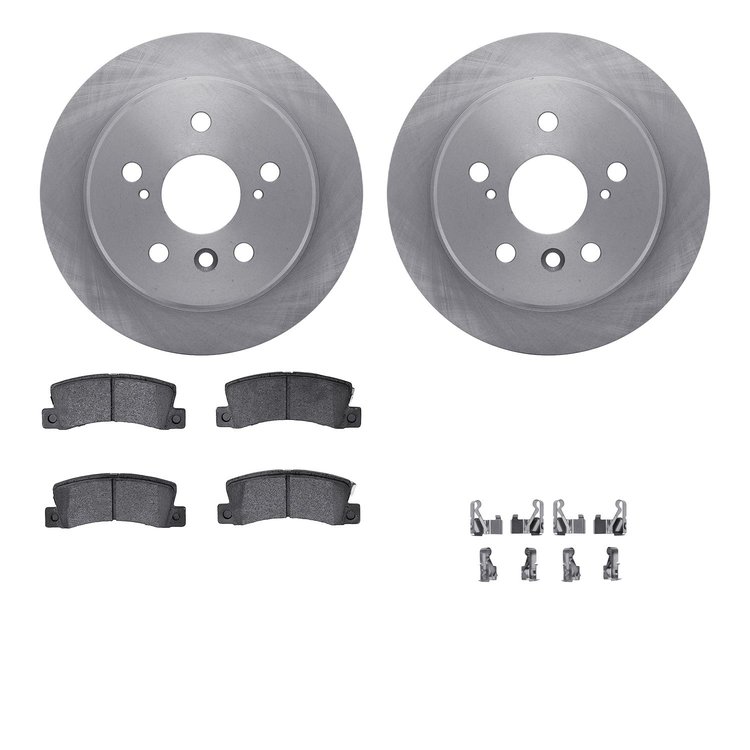6512-76330 Brake Rotors w/5000 Advanced Brake Pads Kit with Hardware, 1997-1999 Lexus/Toyota/Scion, Position: Rear
