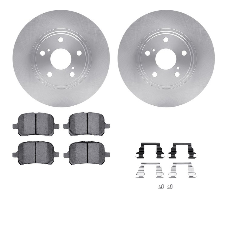 6512-76341 Brake Rotors w/5000 Advanced Brake Pads Kit with Hardware, 1999-2001 Lexus/Toyota/Scion, Position: Front