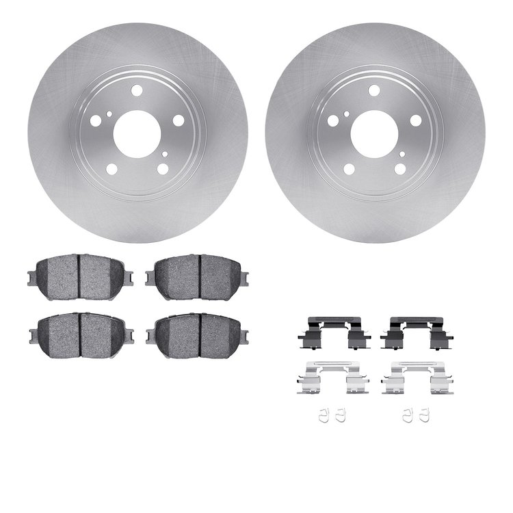 6512-76344 Brake Rotors w/5000 Advanced Brake Pads Kit with Hardware, 2004-2004 Lexus/Toyota/Scion, Position: Front