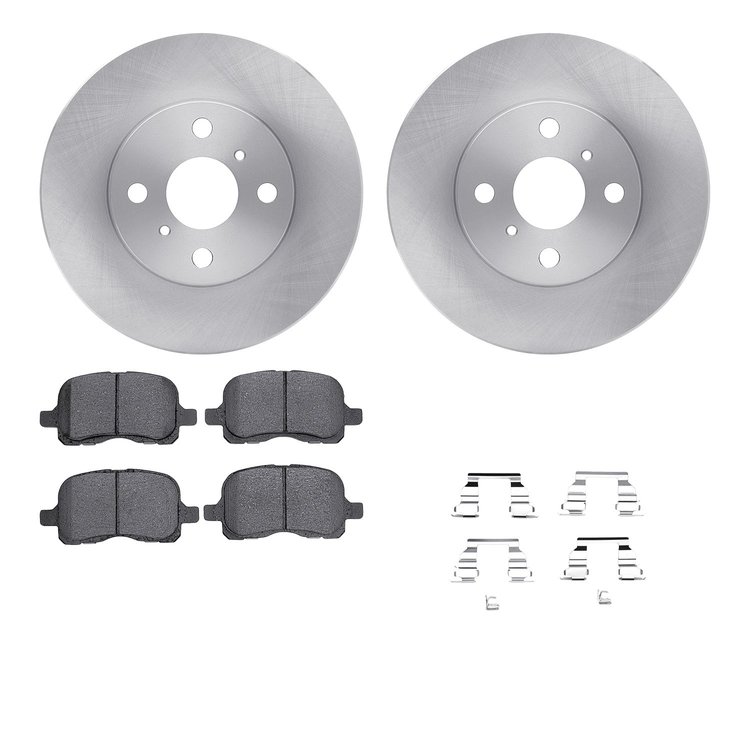 6512-76357 Brake Rotors w/5000 Advanced Brake Pads Kit with Hardware, 1998-2002 Multiple Makes/Models, Position: Front