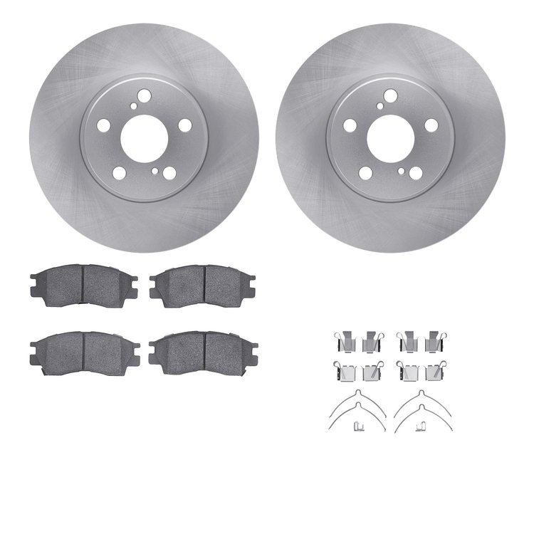 6512-76368 Brake Rotors w/5000 Advanced Brake Pads Kit with Hardware, 1994-1997 Lexus/Toyota/Scion, Position: Front