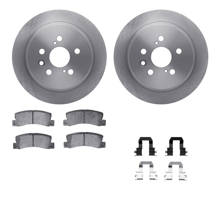 6512-76374 Brake Rotors w/5000 Advanced Brake Pads Kit with Hardware, 1994-1995 Lexus/Toyota/Scion, Position: Rear