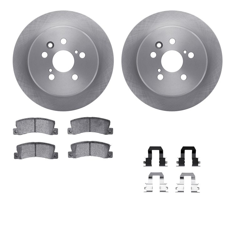 6512-76386 Brake Rotors w/5000 Advanced Brake Pads Kit with Hardware, 1996-1997 Lexus/Toyota/Scion, Position: Rear