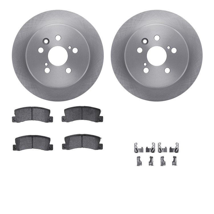 6512-76387 Brake Rotors w/5000 Advanced Brake Pads Kit with Hardware, 1998-1999 Lexus/Toyota/Scion, Position: Rear