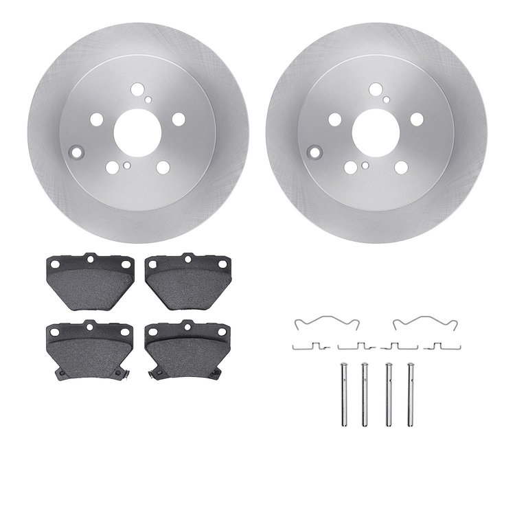 6512-76407 Brake Rotors w/5000 Advanced Brake Pads Kit with Hardware, 2000-2008 Multiple Makes/Models, Position: Rear