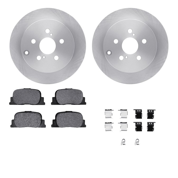 6512-76408 Brake Rotors w/5000 Advanced Brake Pads Kit with Hardware, 2005-2010 Lexus/Toyota/Scion, Position: Rear