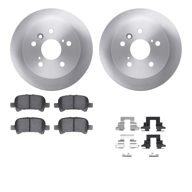 6512-76461 Brake Rotors w/5000 Advanced Brake Pads Kit with Hardware, 2002-2008 Lexus/Toyota/Scion, Position: Rear