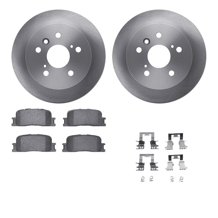 6512-76462 Brake Rotors w/5000 Advanced Brake Pads Kit with Hardware, 2002-2006 Lexus/Toyota/Scion, Position: Rear