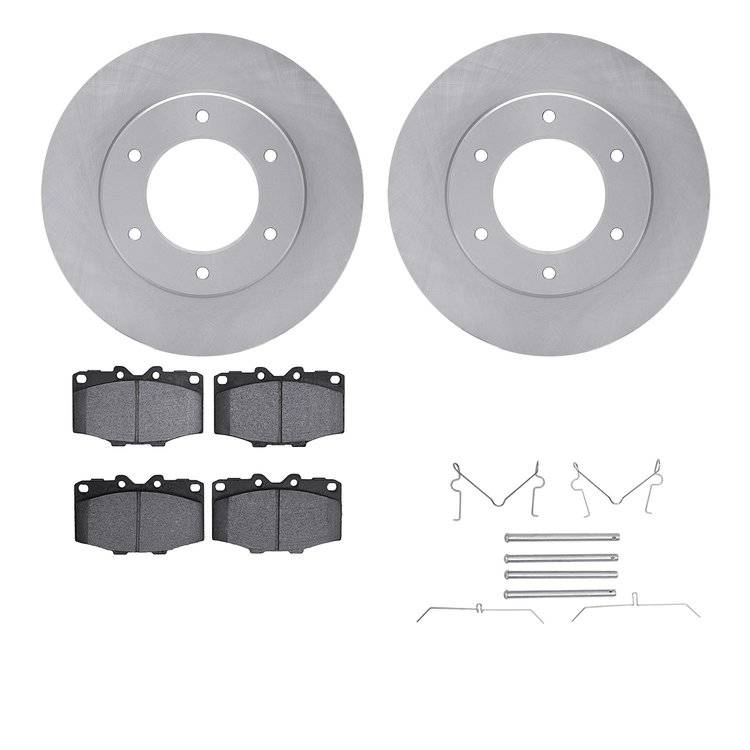 6512-76539 Brake Rotors w/5000 Advanced Brake Pads Kit with Hardware, 1979-1980 Lexus/Toyota/Scion, Position: Front