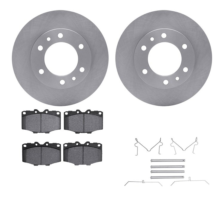 6512-76542 Brake Rotors w/5000 Advanced Brake Pads Kit with Hardware, 1981-1985 Lexus/Toyota/Scion, Position: Front