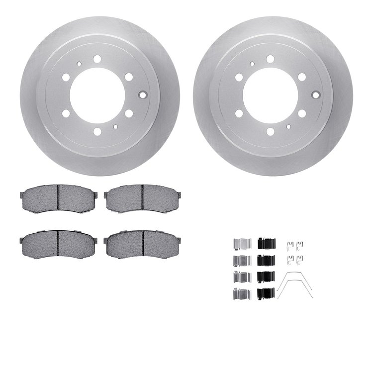 6512-76608 Brake Rotors w/5000 Advanced Brake Pads Kit with Hardware, 1993-1997 Lexus/Toyota/Scion, Position: Rear