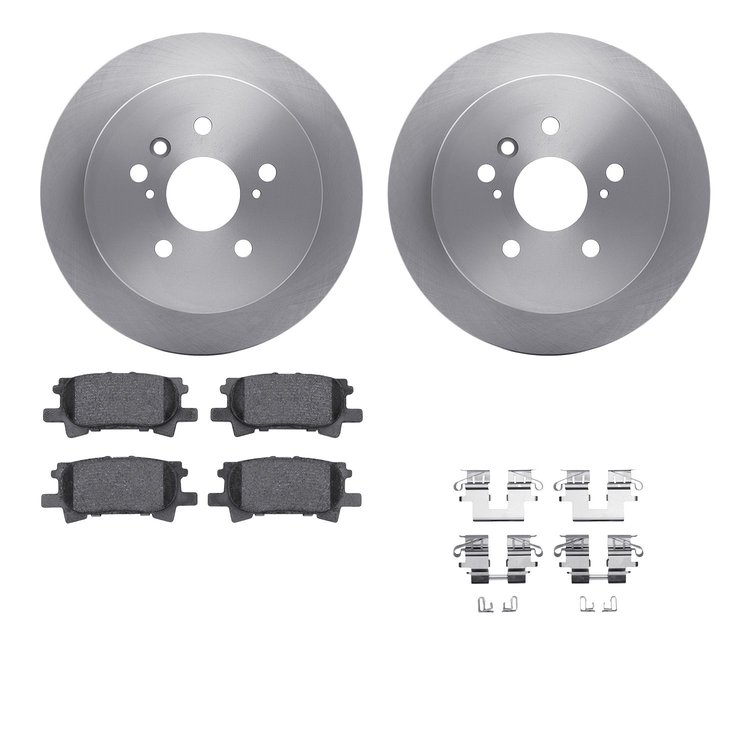 6512-76653 Brake Rotors w/5000 Advanced Brake Pads Kit with Hardware, 2004-2009 Lexus/Toyota/Scion, Position: Rear