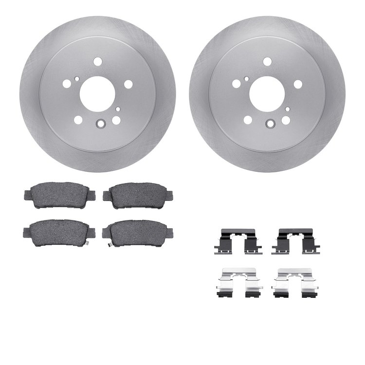 6512-76656 Brake Rotors w/5000 Advanced Brake Pads Kit with Hardware, 2004-2010 Lexus/Toyota/Scion, Position: Rear