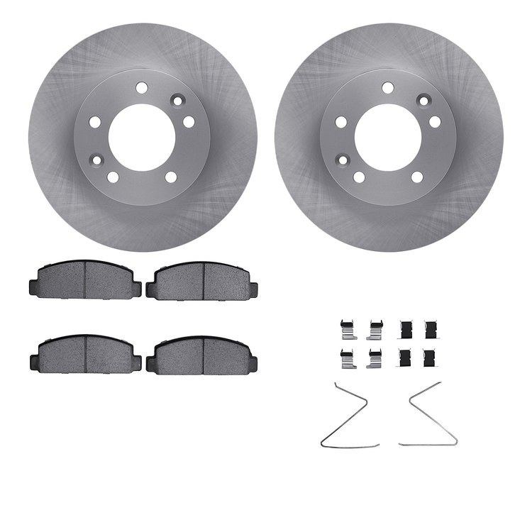 6512-80103 Brake Rotors w/5000 Advanced Brake Pads Kit with Hardware, 1989-1991 Ford/Lincoln/Mercury/Mazda, Position: Front