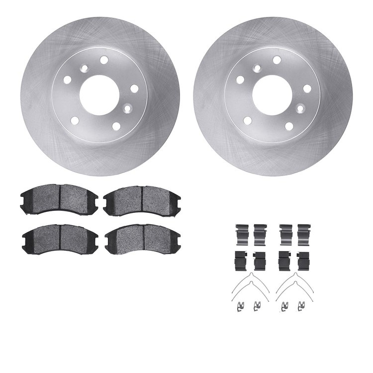 6512-80115 Brake Rotors w/5000 Advanced Brake Pads Kit with Hardware, 1988-1992 Ford/Lincoln/Mercury/Mazda, Position: Front