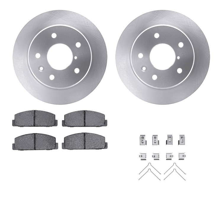 6512-80130 Brake Rotors w/5000 Advanced Brake Pads Kit with Hardware, 1989-1991 Ford/Lincoln/Mercury/Mazda, Position: Rear