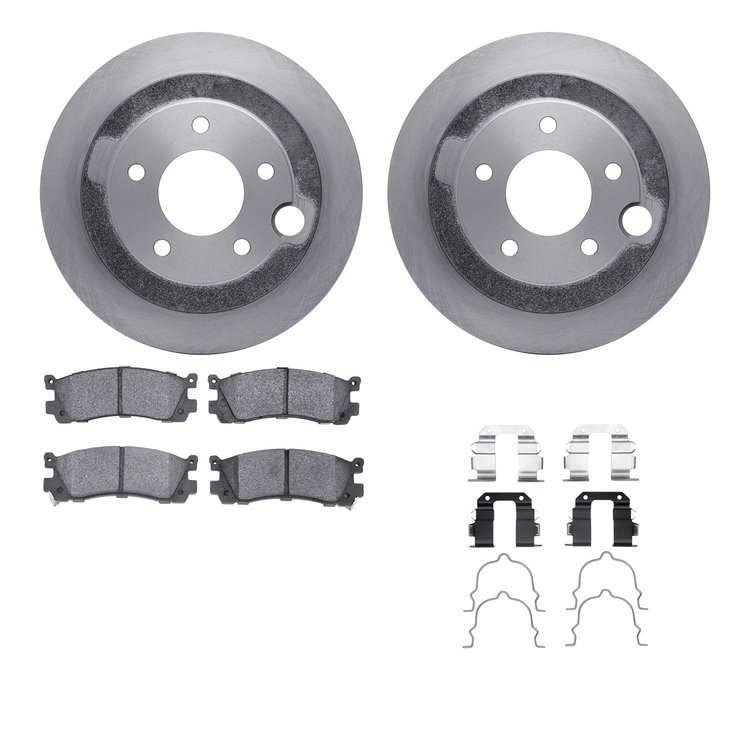6512-80160 Brake Rotors w/5000 Advanced Brake Pads Kit with Hardware, 1995-2002 Ford/Lincoln/Mercury/Mazda, Position: Rear