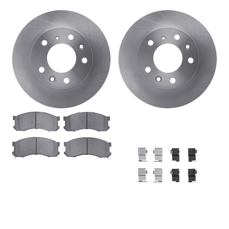 6512-80187 Brake Rotors w/5000 Advanced Brake Pads Kit with Hardware, 1989-1991 Ford/Lincoln/Mercury/Mazda, Position: Front