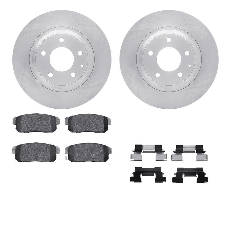 6512-80214 Brake Rotors w/5000 Advanced Brake Pads Kit with Hardware, 2004-2011 Ford/Lincoln/Mercury/Mazda, Position: Rear